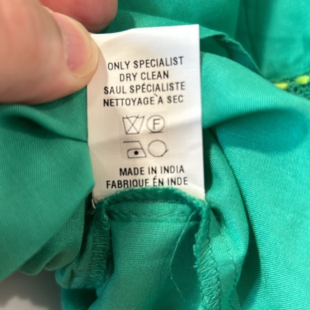 ANTHROPOLOGIE Bl^nk Green Boho Peasant Lightweight Summer Blouse Size Large - Picture 7 of 11